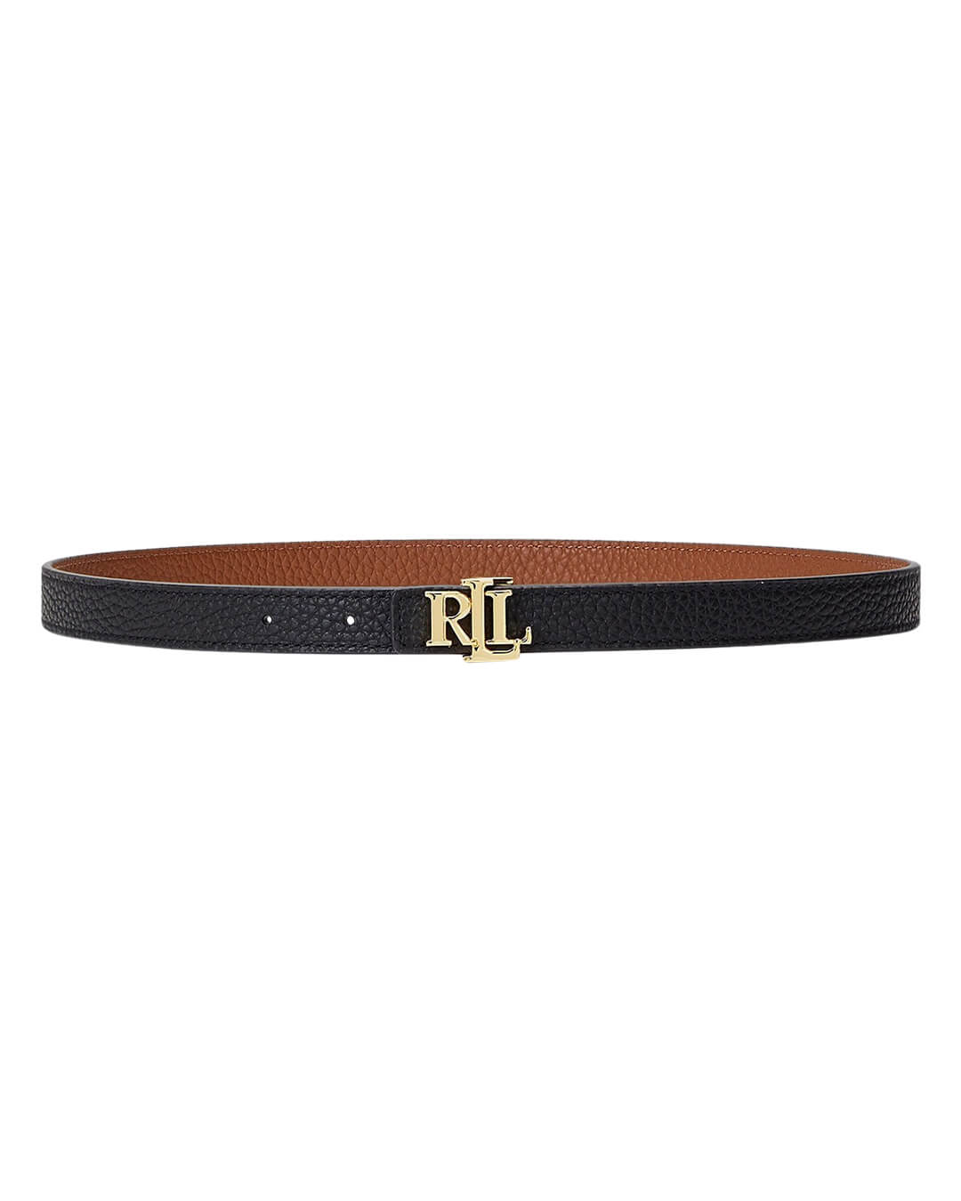 Lauren By Ralph Lauren Belts Lauren By Ralph Lauren Black And Brown Logo Reversible Pebbled Leather Belt