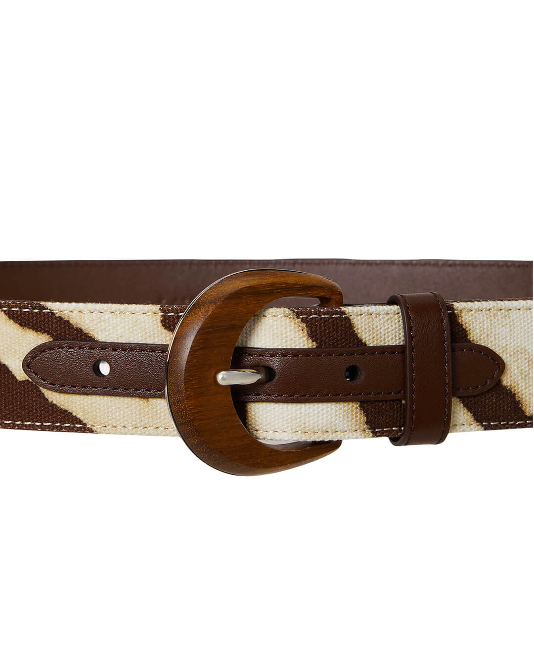 Lauren By Ralph Lauren Belts ZEBRA-PRINT WOOD-BUCKLE WIDE BELT BROWN