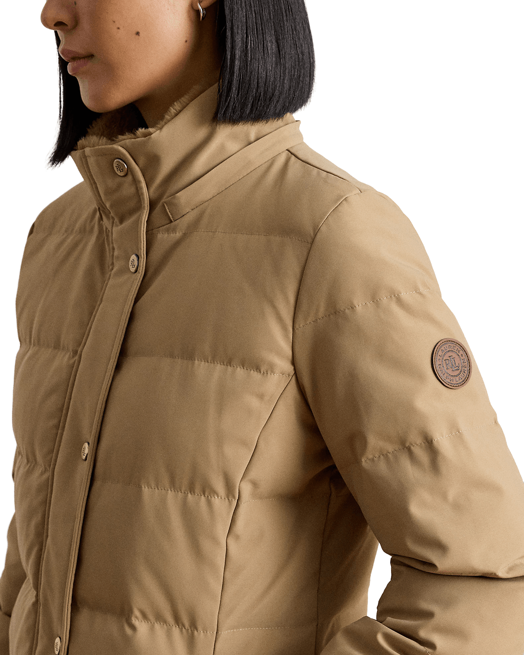 Lauren By Ralph Lauren Coats Lauren by Ralph Lauren Beige Faux-Fur-Trim Hooded Down Coat