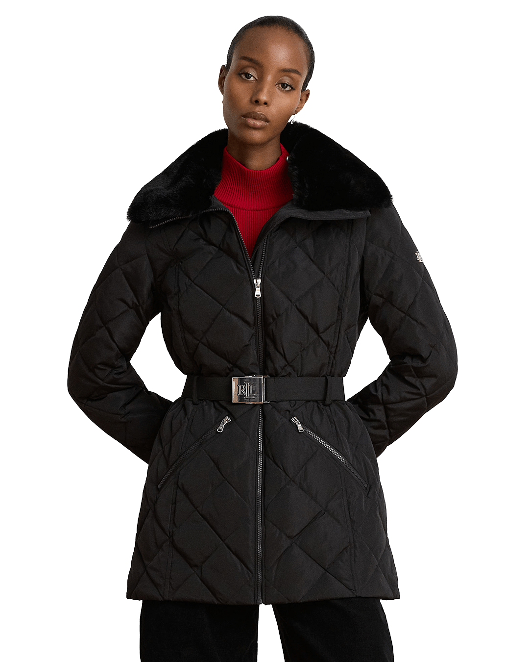 Lauren By Ralph Lauren Coats Lauren by Ralph Lauren Black Belted Down Insulated Coat