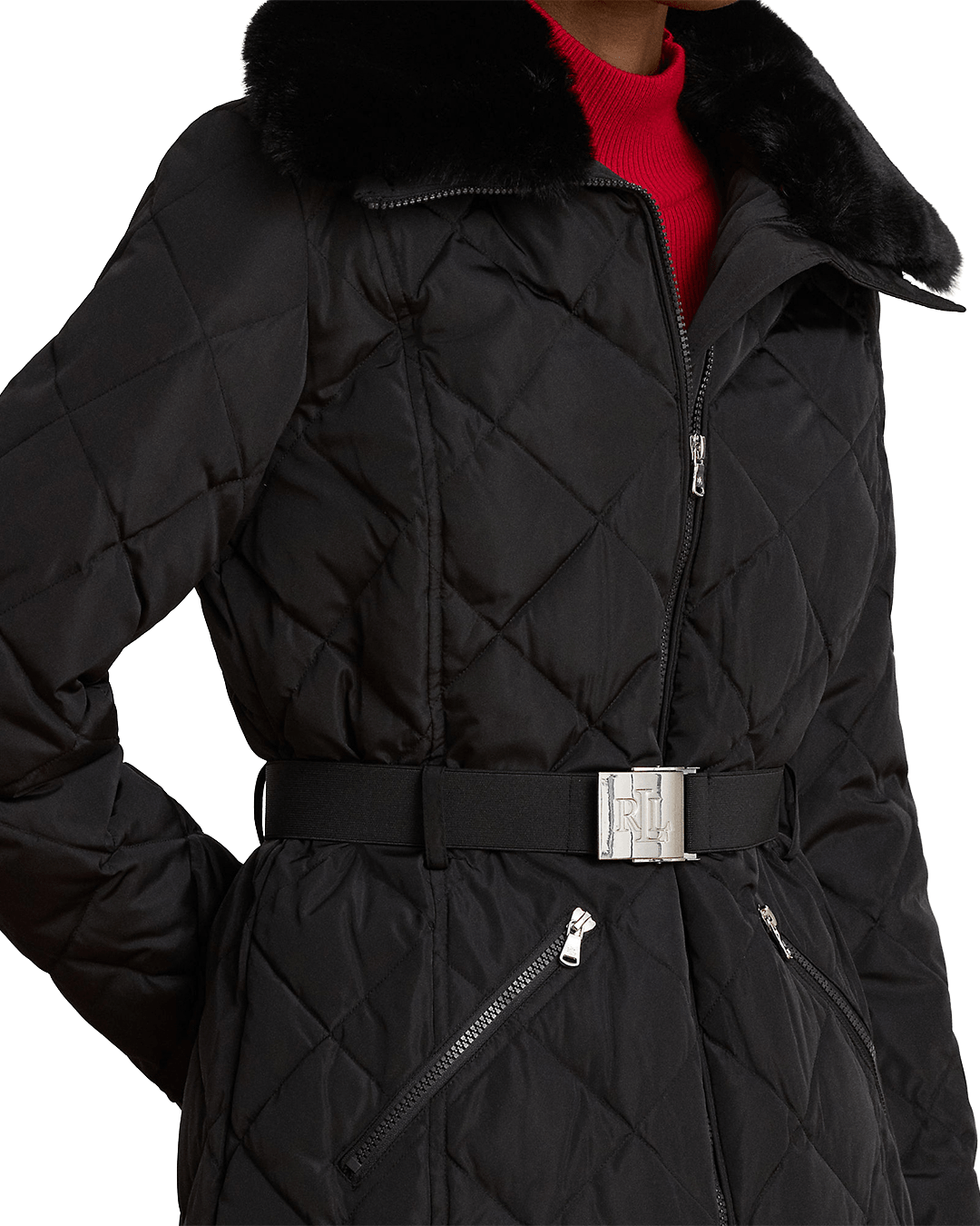Lauren By Ralph Lauren Coats Lauren by Ralph Lauren Black Belted Down Insulated Coat