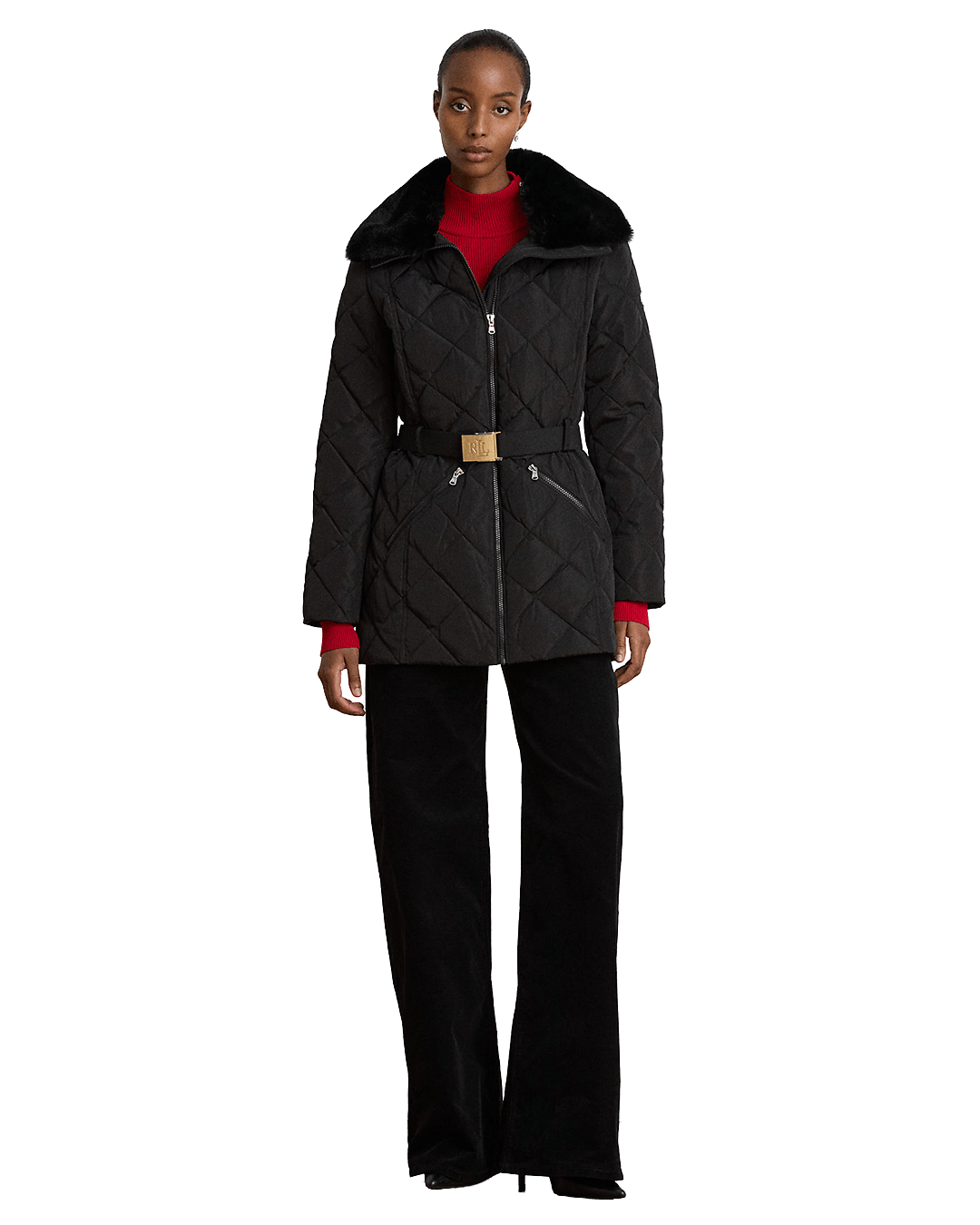 Lauren By Ralph Lauren Coats Lauren by Ralph Lauren Black Belted Down Insulated Coat