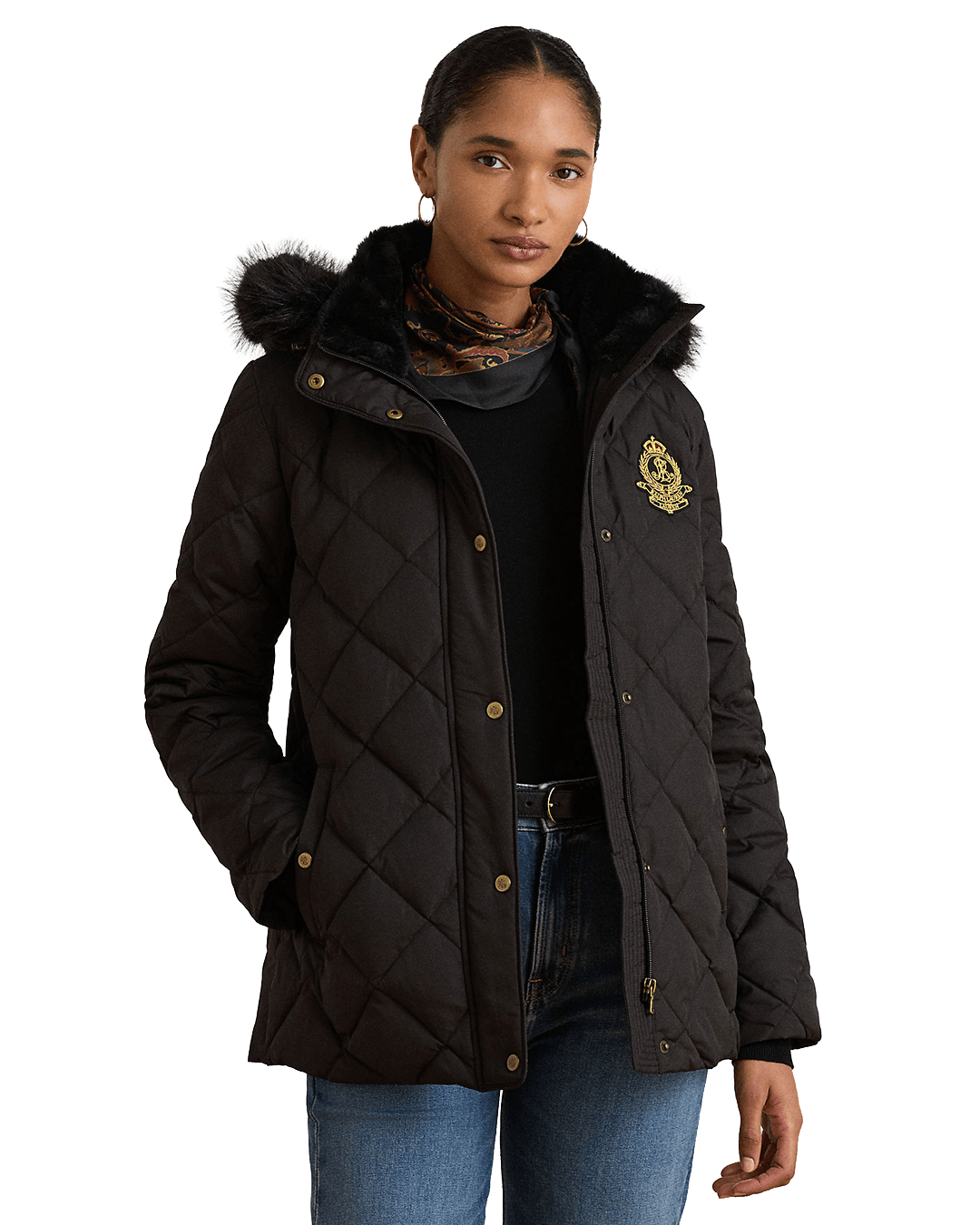 Lauren By Ralph Lauren Coats Lauren by Ralph Lauren Black Hooded Insulated Puffer Coat