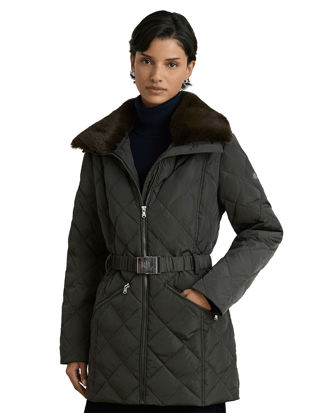 Lauren By Ralph Lauren Coats Lauren by Ralph Lauren Green Belted Down Insulated Coat