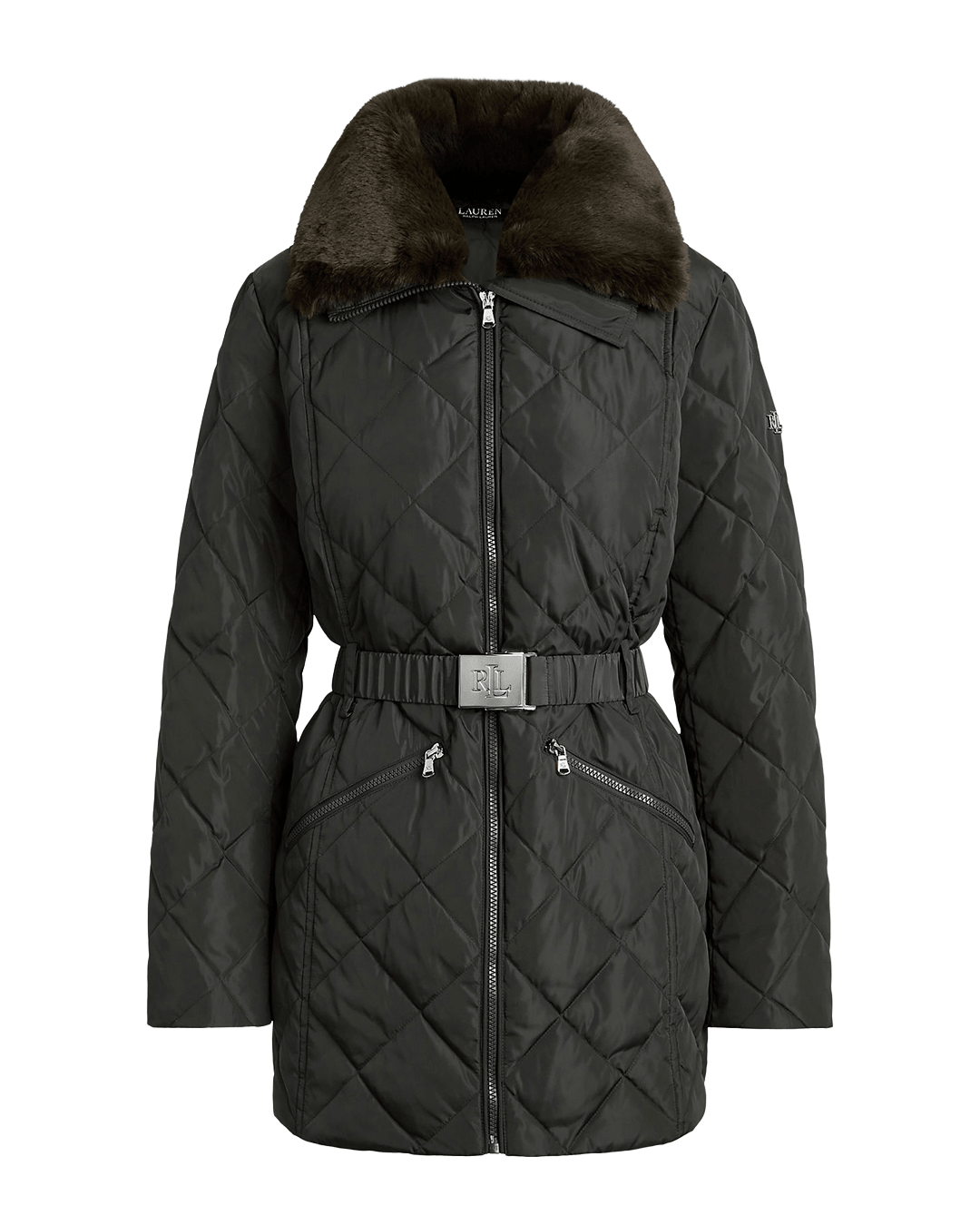 Lauren By Ralph Lauren Coats Lauren by Ralph Lauren Green Belted Down Insulated Coat