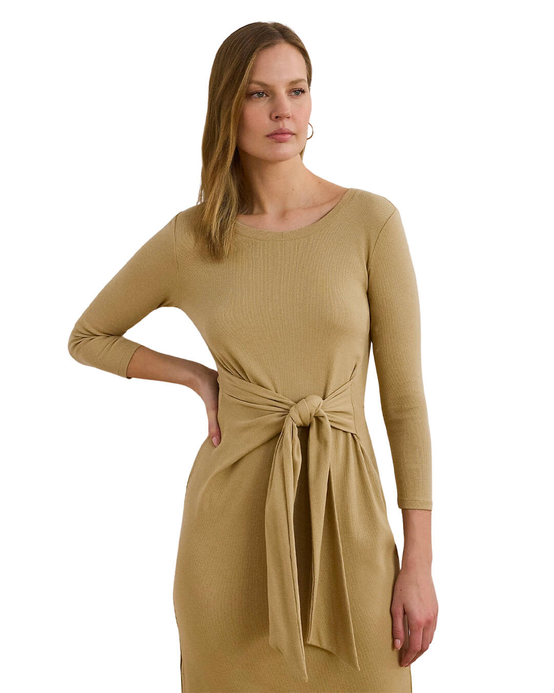 Lauren By Ralph Lauren Dresses IMALAH LS DAY DRESS LIGHT BEIGE