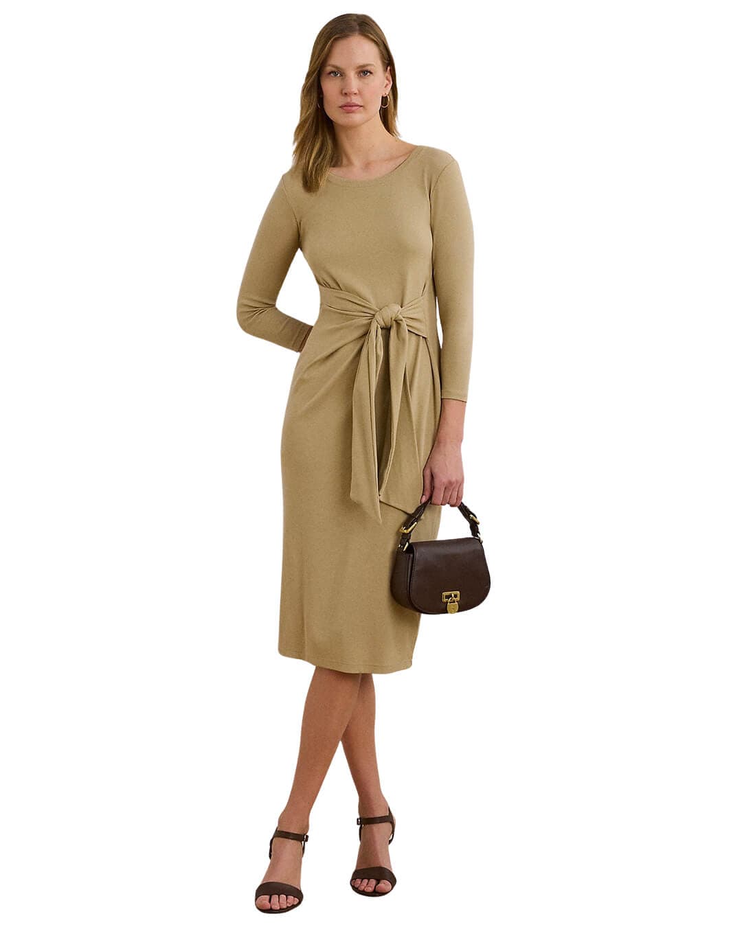Lauren By Ralph Lauren Dresses IMALAH LS DAY DRESS LIGHT BEIGE