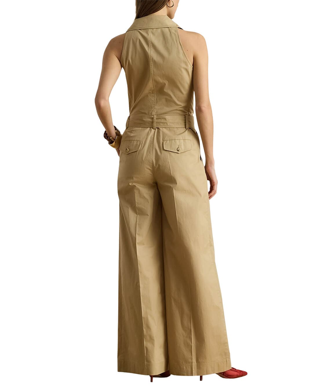 Lauren By Ralph Lauren Dresses Lauren By Ralph Lauren Woven Wide Leg Jumpsuit Beige Dress