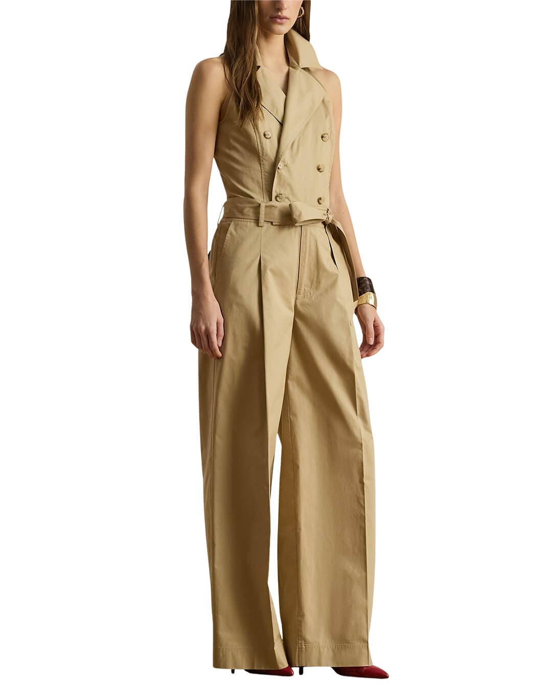 Lauren By Ralph Lauren Dresses Lauren By Ralph Lauren Woven Wide Leg Jumpsuit Beige Dress