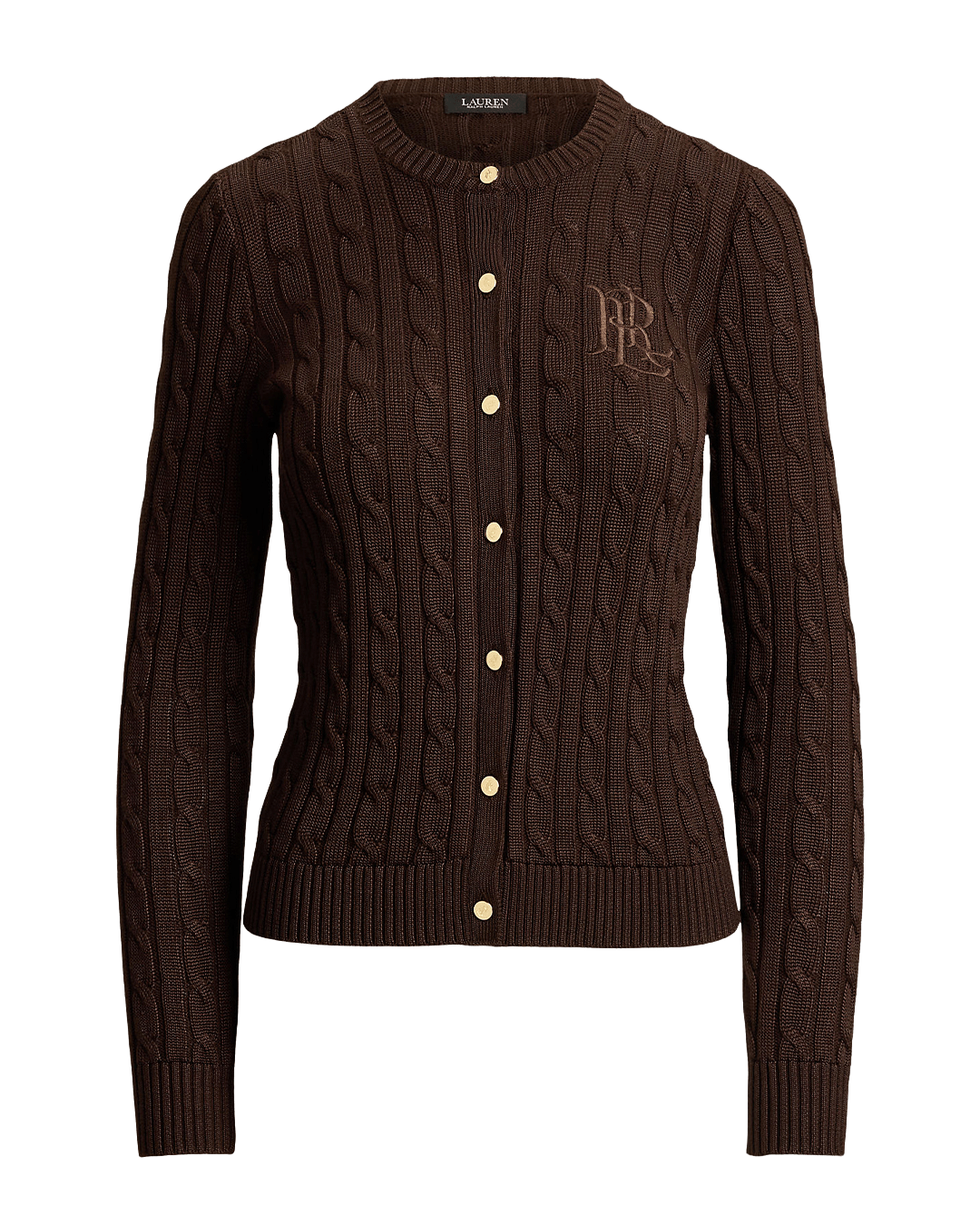 Lauren By Ralph Lauren Jumpers Lauren by Ralph Lauren Brown Cable-Knit Cotton-Blend Cardigan