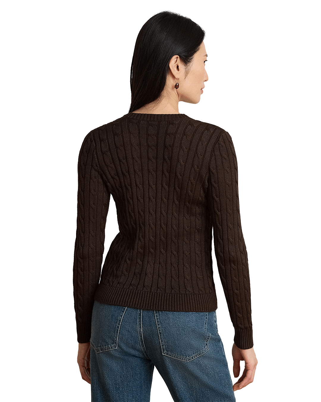 Lauren By Ralph Lauren Jumpers Lauren by Ralph Lauren Brown Cable-Knit Cotton-Blend Cardigan