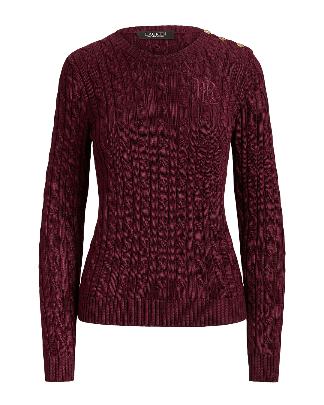 Lauren By Ralph Lauren Jumpers Lauren by Ralph Lauren Red Button-Trim Cable-Knit Sweater
