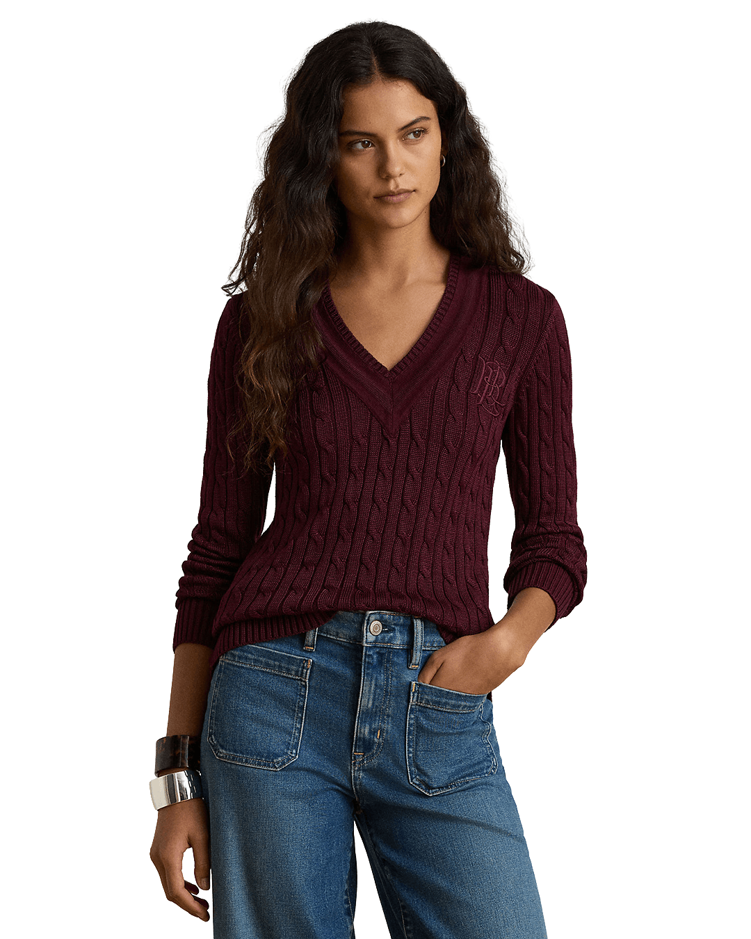 Lauren By Ralph Lauren Jumpers Lauren by Ralph Lauren Red Meren Cable-Knit Cricket Sweater