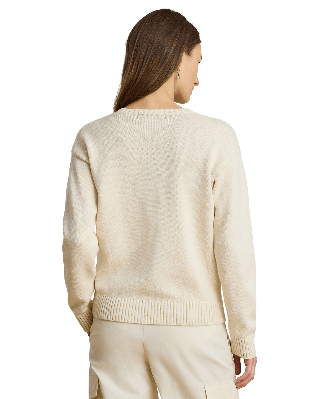 Lauren By Ralph Lauren Jumpers Lauren Cream Lauren Intarsia-Knit Vizsla Cotton Sweater Cream