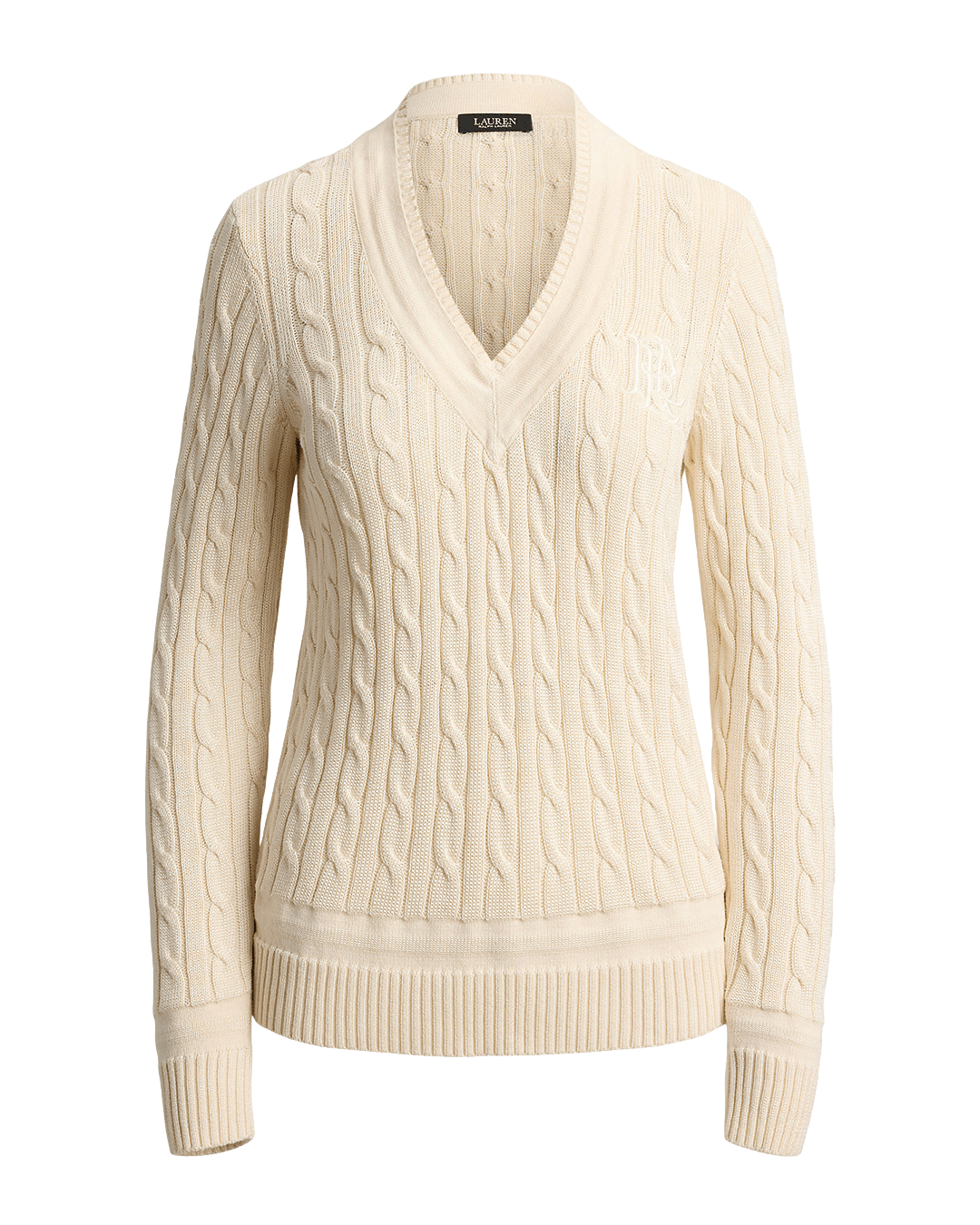 Lauren By Ralph Lauren Jumpers Lauren Cream Lauren Meren Cable-Knit Cricket Sweater Cream