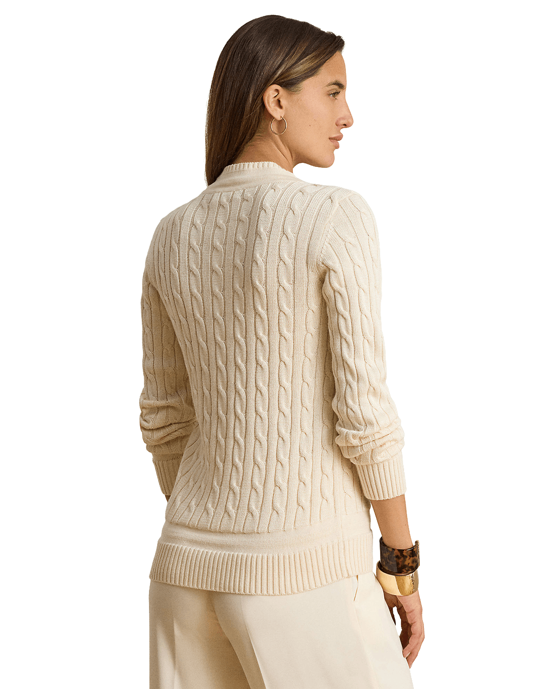 Lauren By Ralph Lauren Jumpers Lauren Cream Lauren Meren Cable-Knit Cricket Sweater Cream