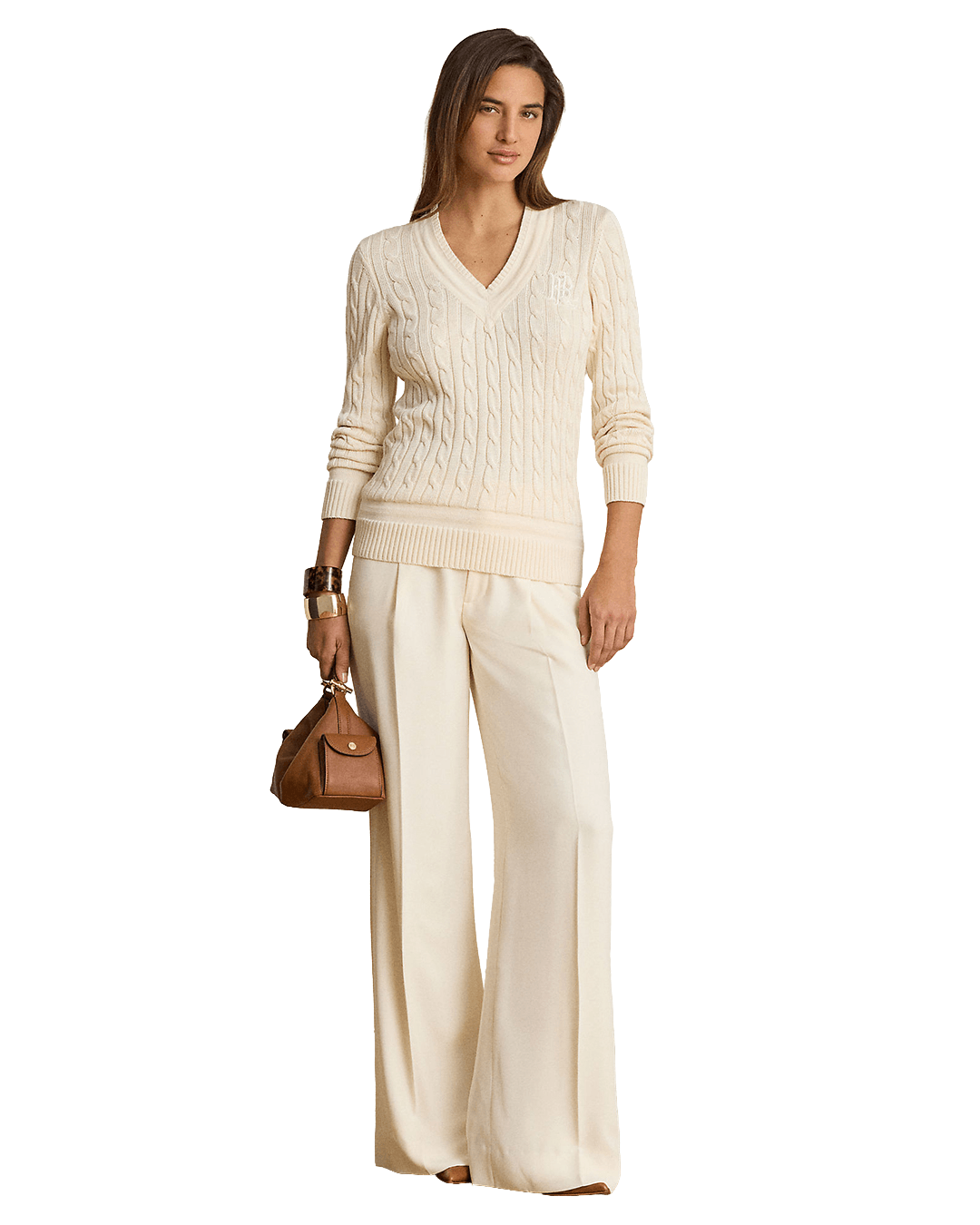 Lauren By Ralph Lauren Jumpers Lauren Cream Lauren Meren Cable-Knit Cricket Sweater Cream