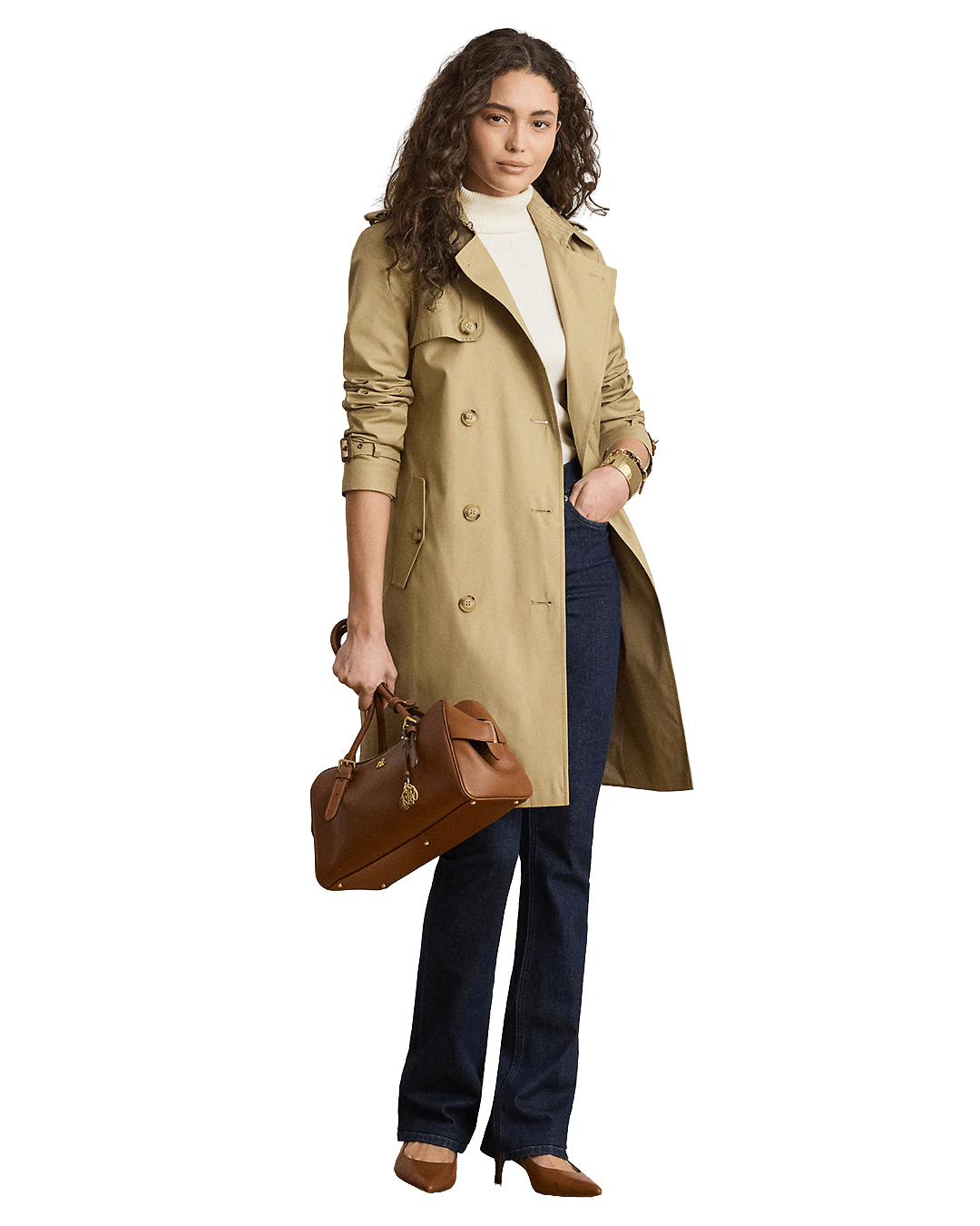 Lauren By Ralph Lauren Outerwear Lauren Beige Lauren Double-Breasted Cotton-Blend Trench Coat Beige