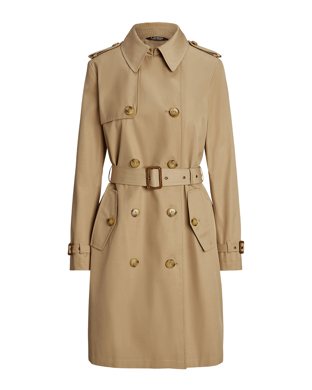Lauren By Ralph Lauren Outerwear Lauren Beige Lauren Double-Breasted Cotton-Blend Trench Coat Beige