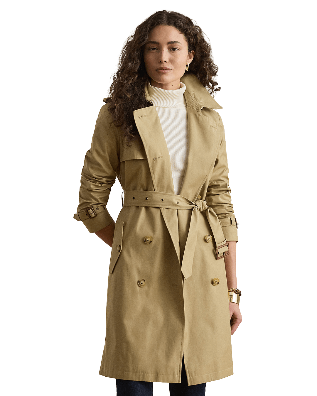 Lauren By Ralph Lauren Outerwear Lauren Beige Lauren Double-Breasted Cotton-Blend Trench Coat Beige