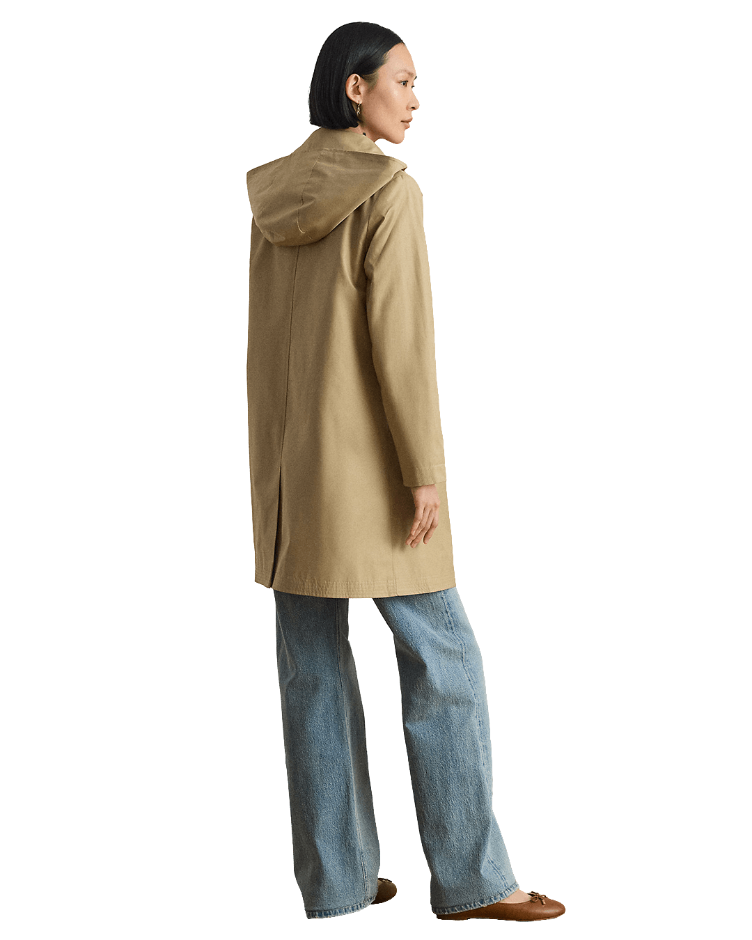 Lauren By Ralph Lauren Outerwear Lauren Beige Lauren Hooded Cotton-Blend Balmacaan Coat Beige