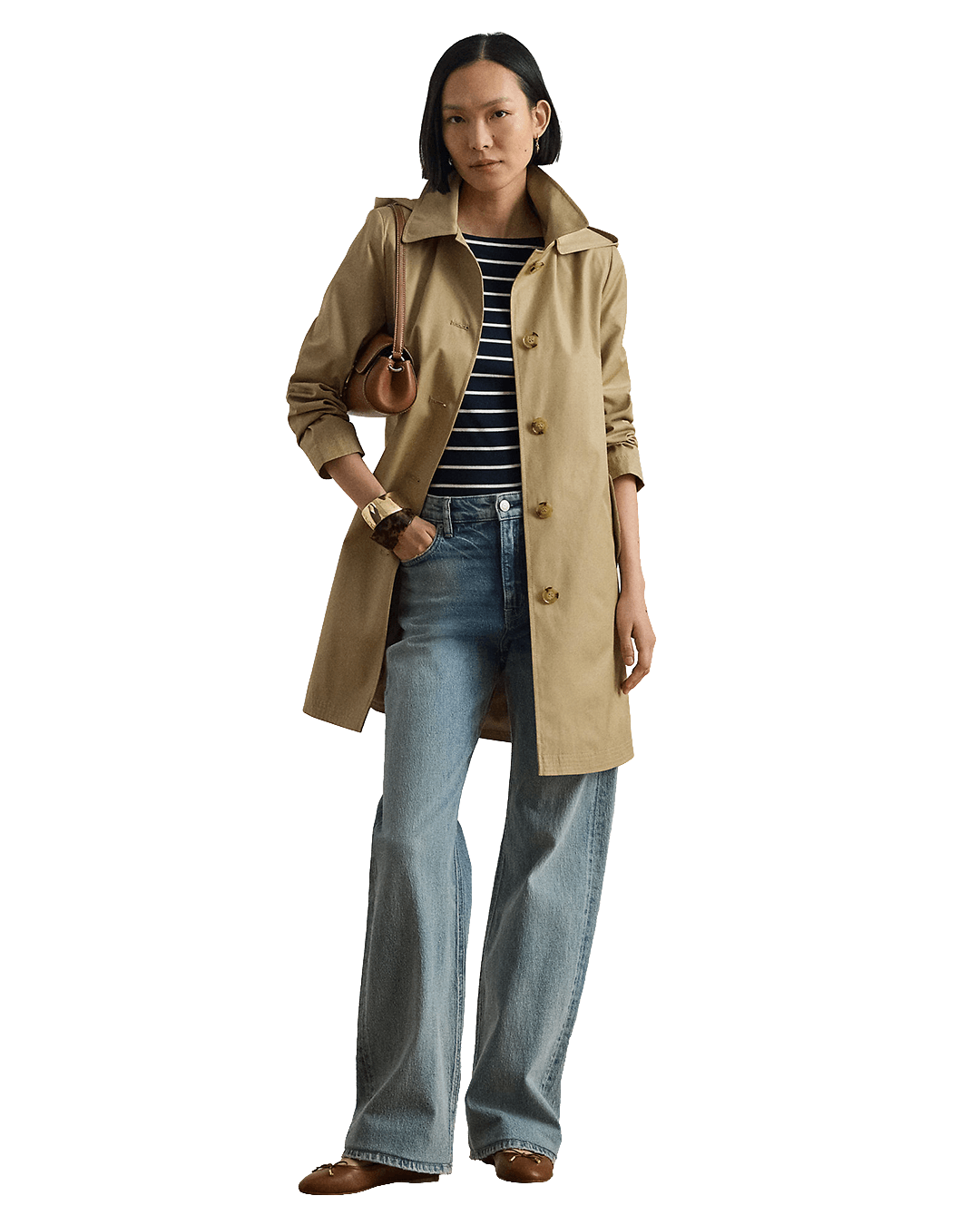 Lauren By Ralph Lauren Outerwear Lauren Beige Lauren Hooded Cotton-Blend Balmacaan Coat Beige