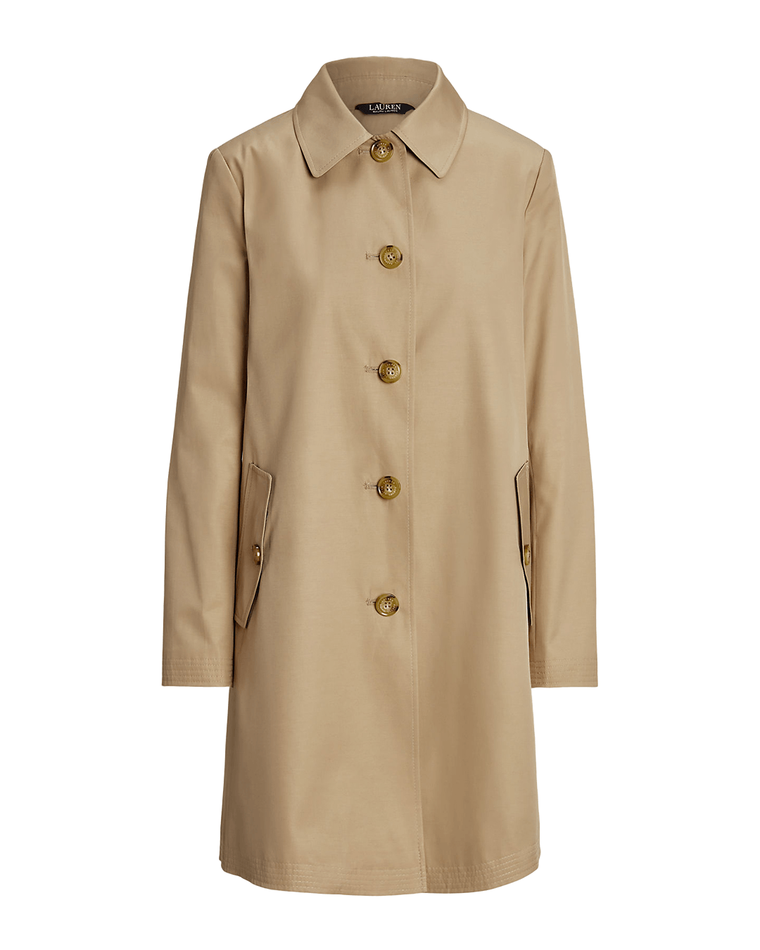 Lauren By Ralph Lauren Outerwear Lauren Beige Lauren Hooded Cotton-Blend Balmacaan Coat Beige
