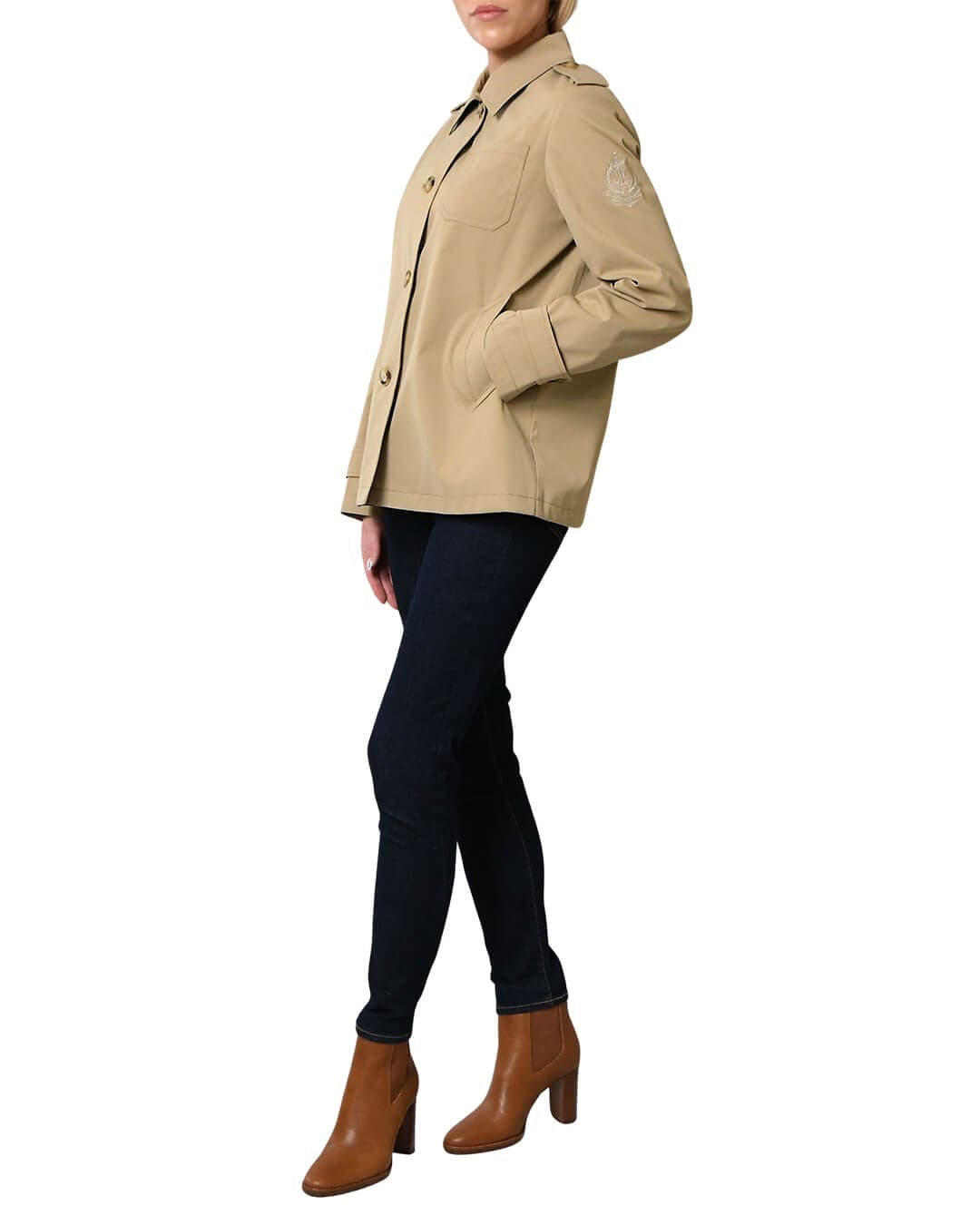 Lauren By Ralph Lauren Outerwear Lauren By Ralph Lauren Embroidered Crest Twill Trench Coat Beige Outerwear
