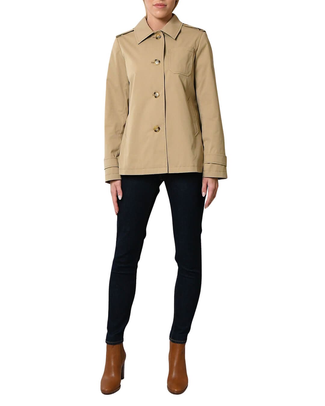Lauren By Ralph Lauren Outerwear Lauren By Ralph Lauren Embroidered Crest Twill Trench Coat Beige Outerwear