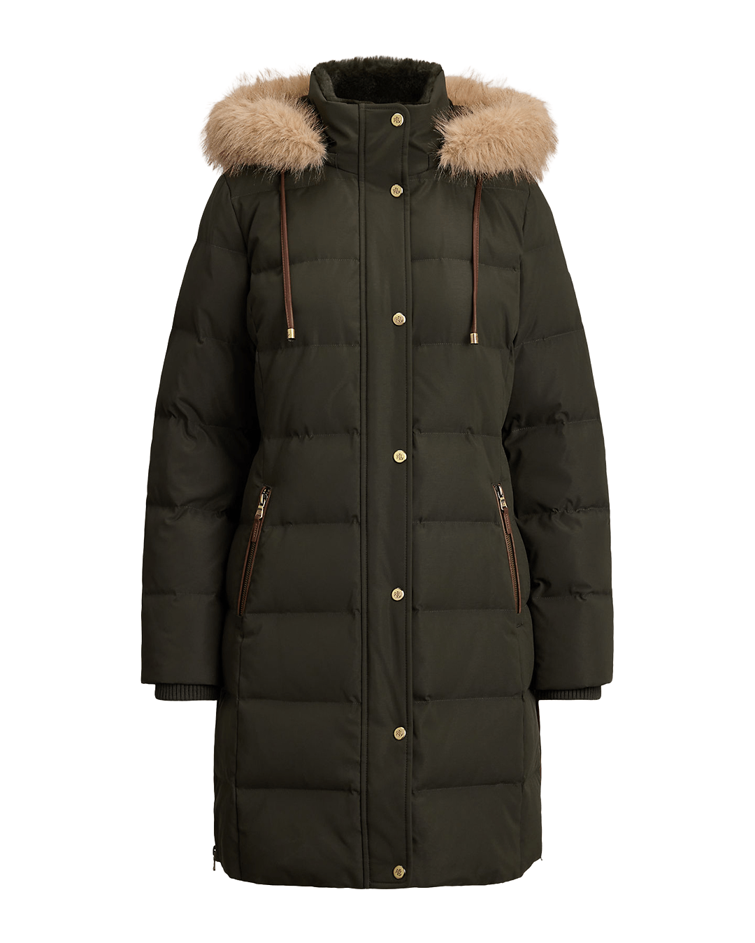 Lauren By Ralph Lauren Outerwear Lauren Green Lauren Faux-Fur-Trim Hooded Down Coat Green
