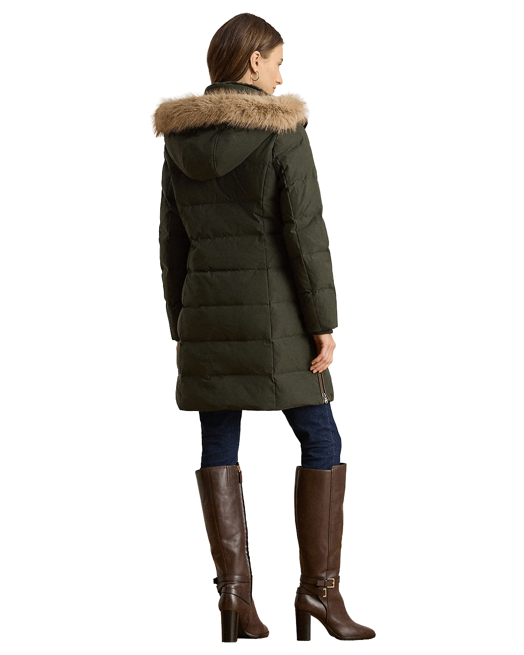 Lauren By Ralph Lauren Outerwear Lauren Green Lauren Faux-Fur-Trim Hooded Down Coat Green
