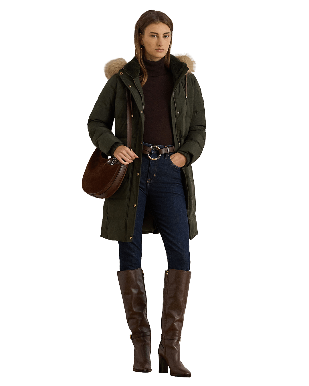 Lauren By Ralph Lauren Outerwear Lauren Green Lauren Faux-Fur-Trim Hooded Down Coat Green