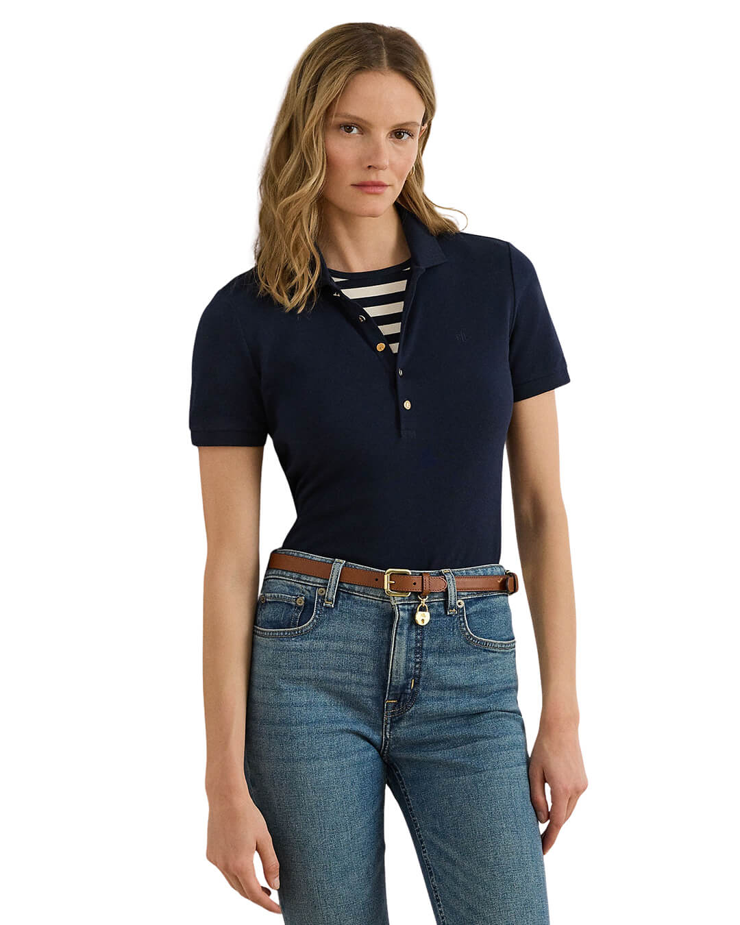 Lauren By Ralph Lauren Polo Shirts Lauren By Ralph Lauren Kiewick Knit Polo Shirt Navy Polo Shirt