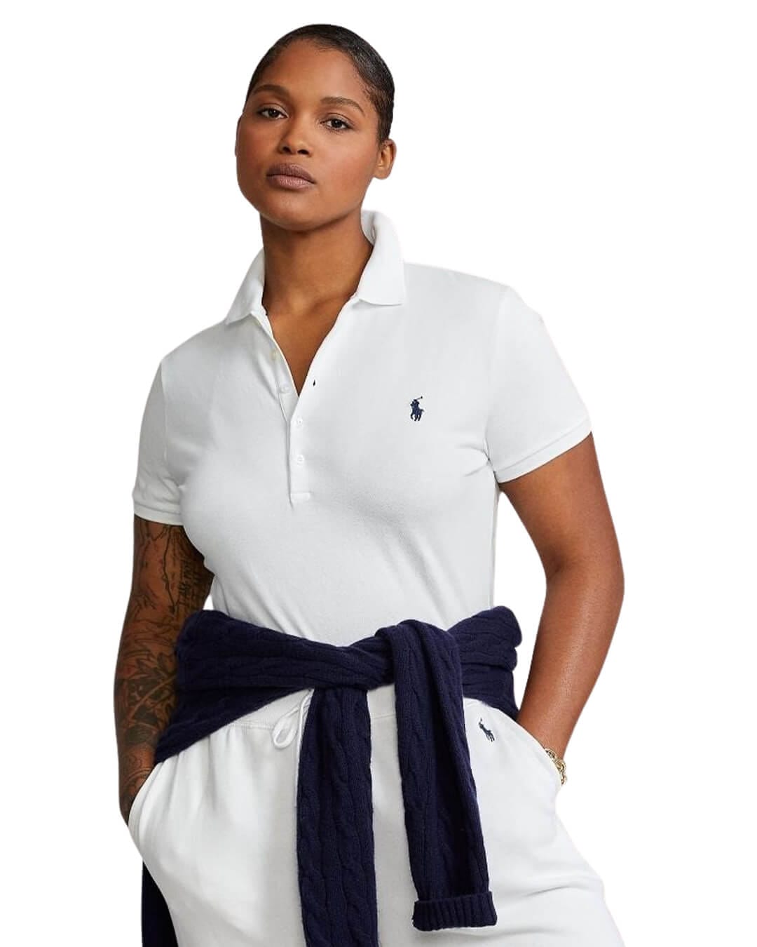 Lauren By Ralph Lauren Polo Shirts Lauren By Ralph Lauren White Stretch Polo Shirt