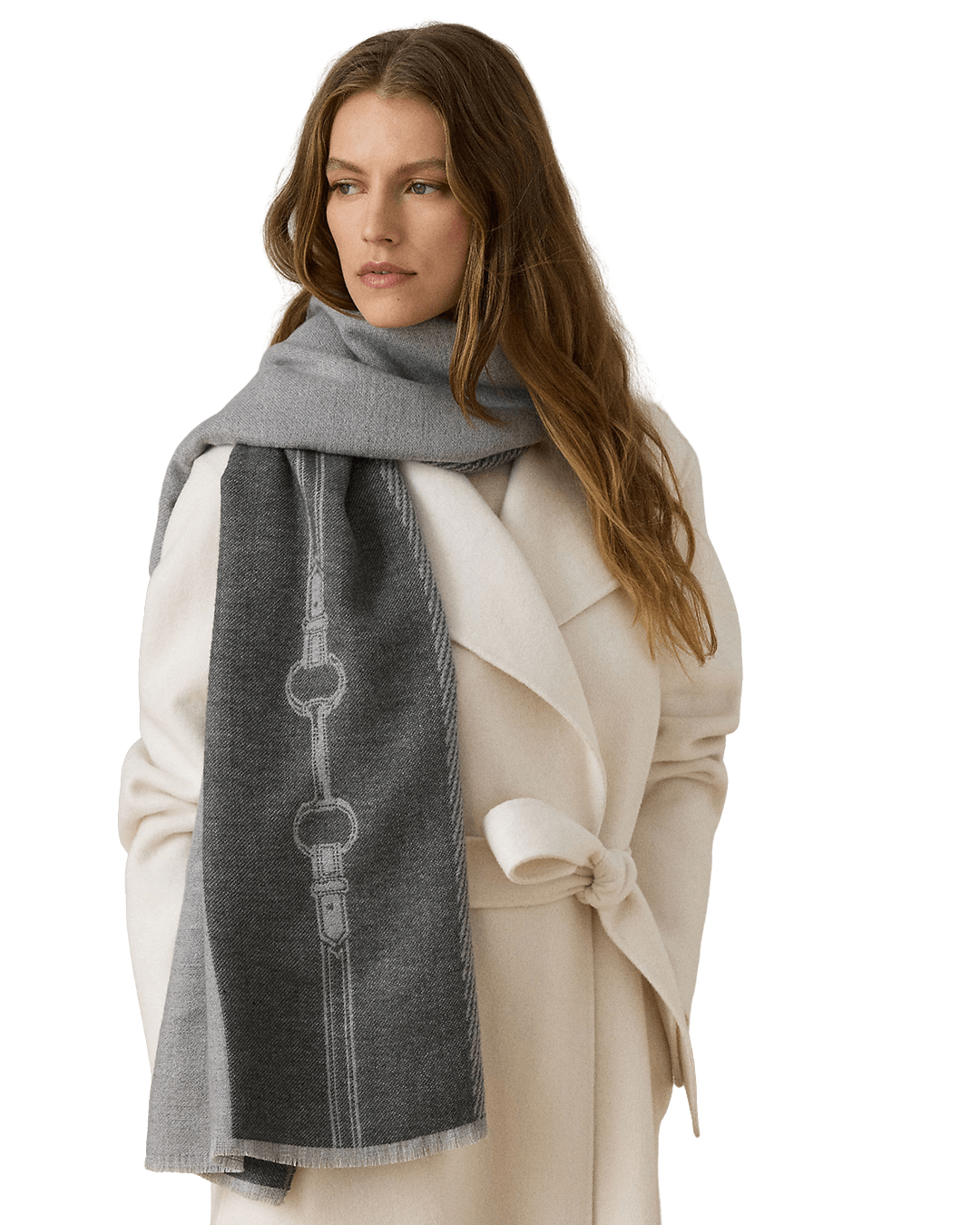 Lauren By Ralph Lauren Scarves ONE Lauren by Ralph Lauren Charcoal Jacquard Wrap Scarf