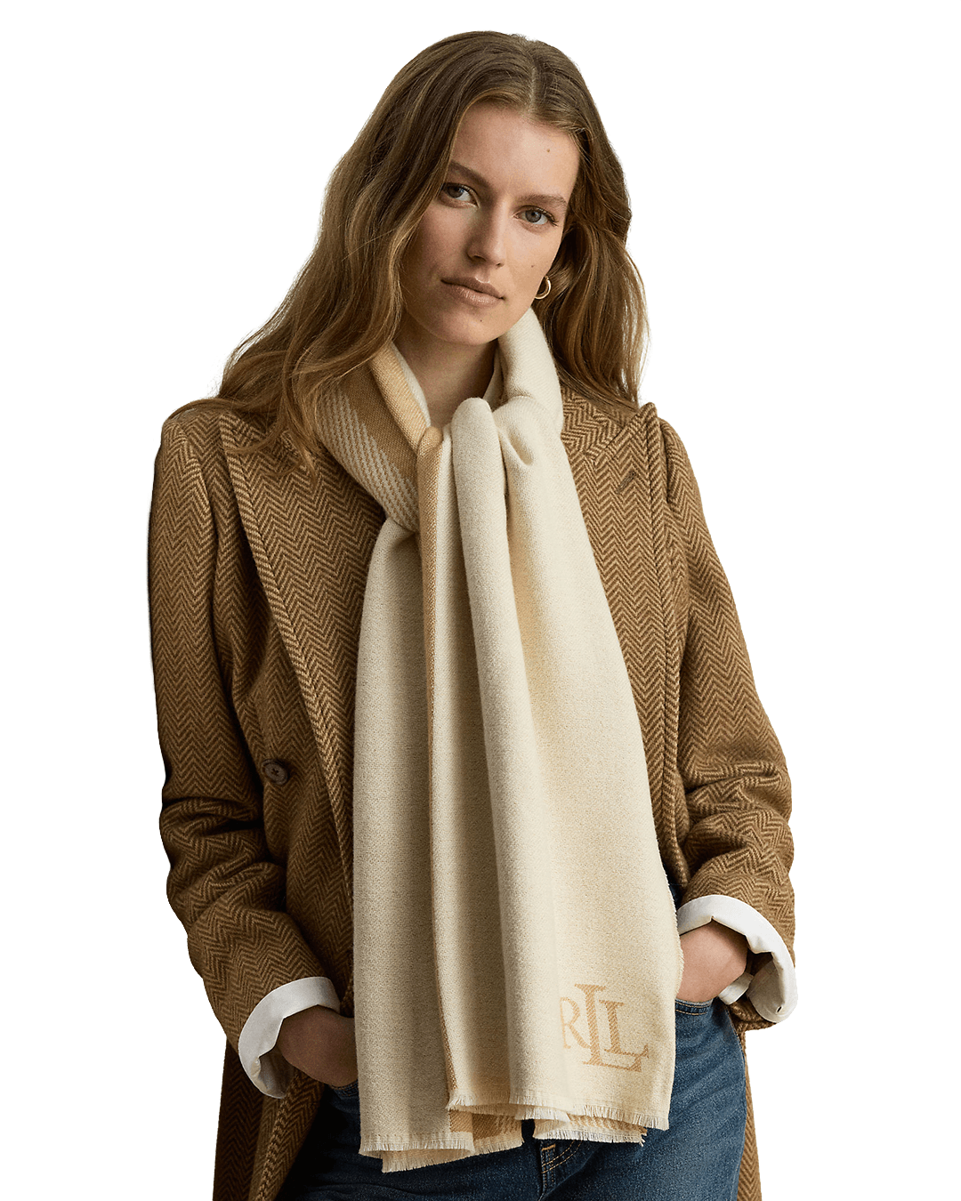 Lauren By Ralph Lauren Scarves ONE Lauren by Ralph Lauren Cream Jacquard Wrap Scarf