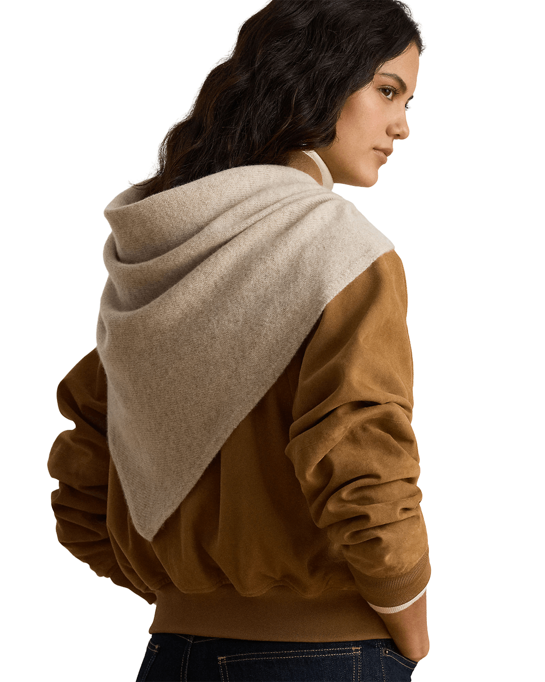 Lauren By Ralph Lauren Scarves ONE Lauren by Ralph Lauren Cream Knit Tri-Tip Scarf