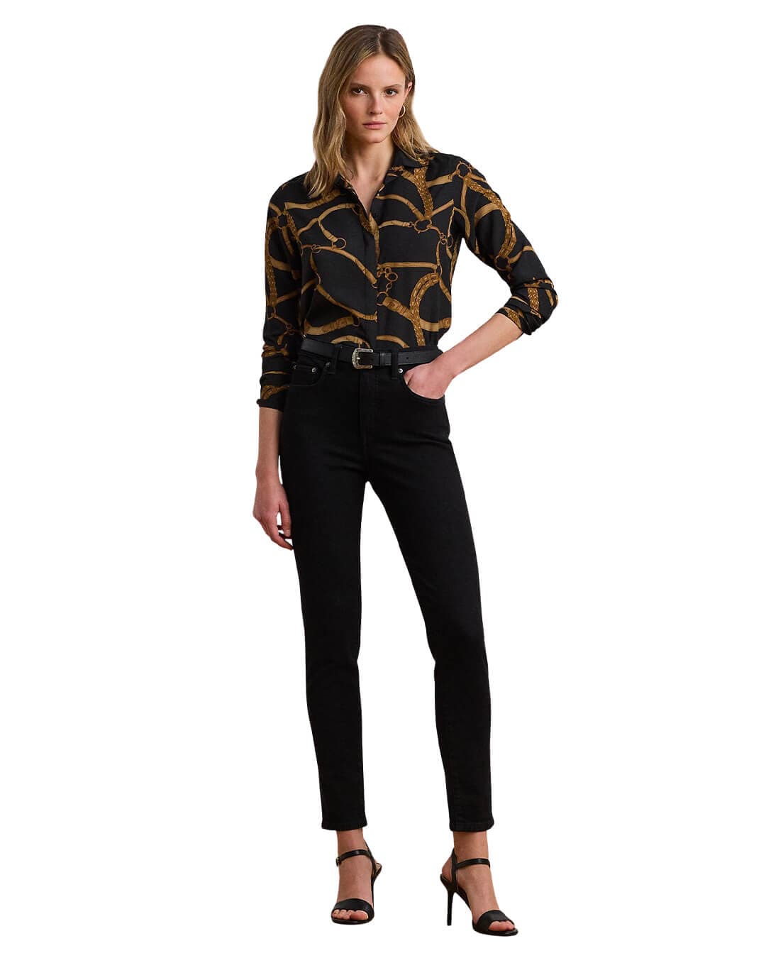 Lauren By Ralph Lauren Shirts KRISTY LS BUTTON FRONT SHIRT BLACK