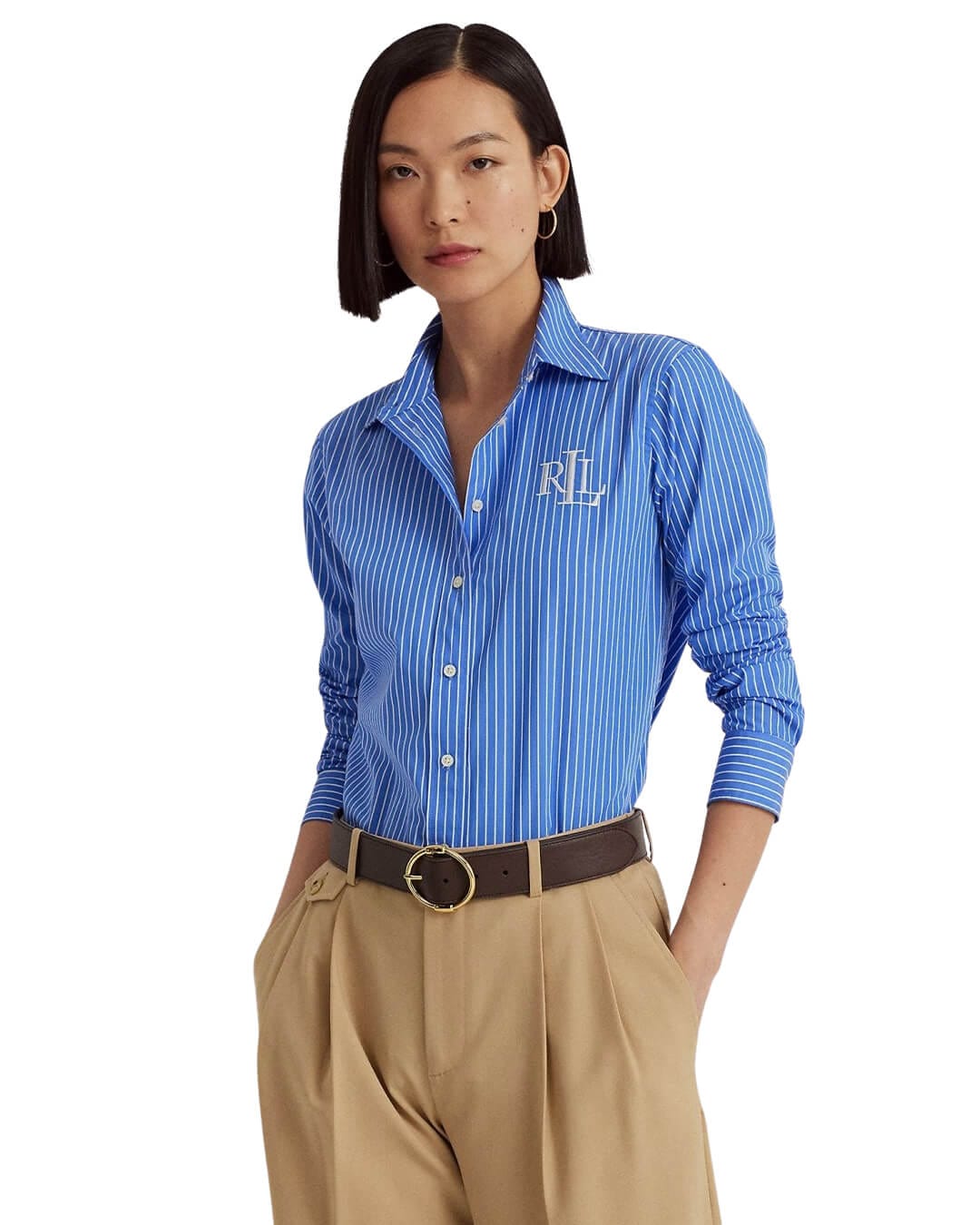 Lauren By Ralph Lauren Shirts Lauren by Ralph Lauren Blue Pinstripe Cotton Broadcloth Shirt