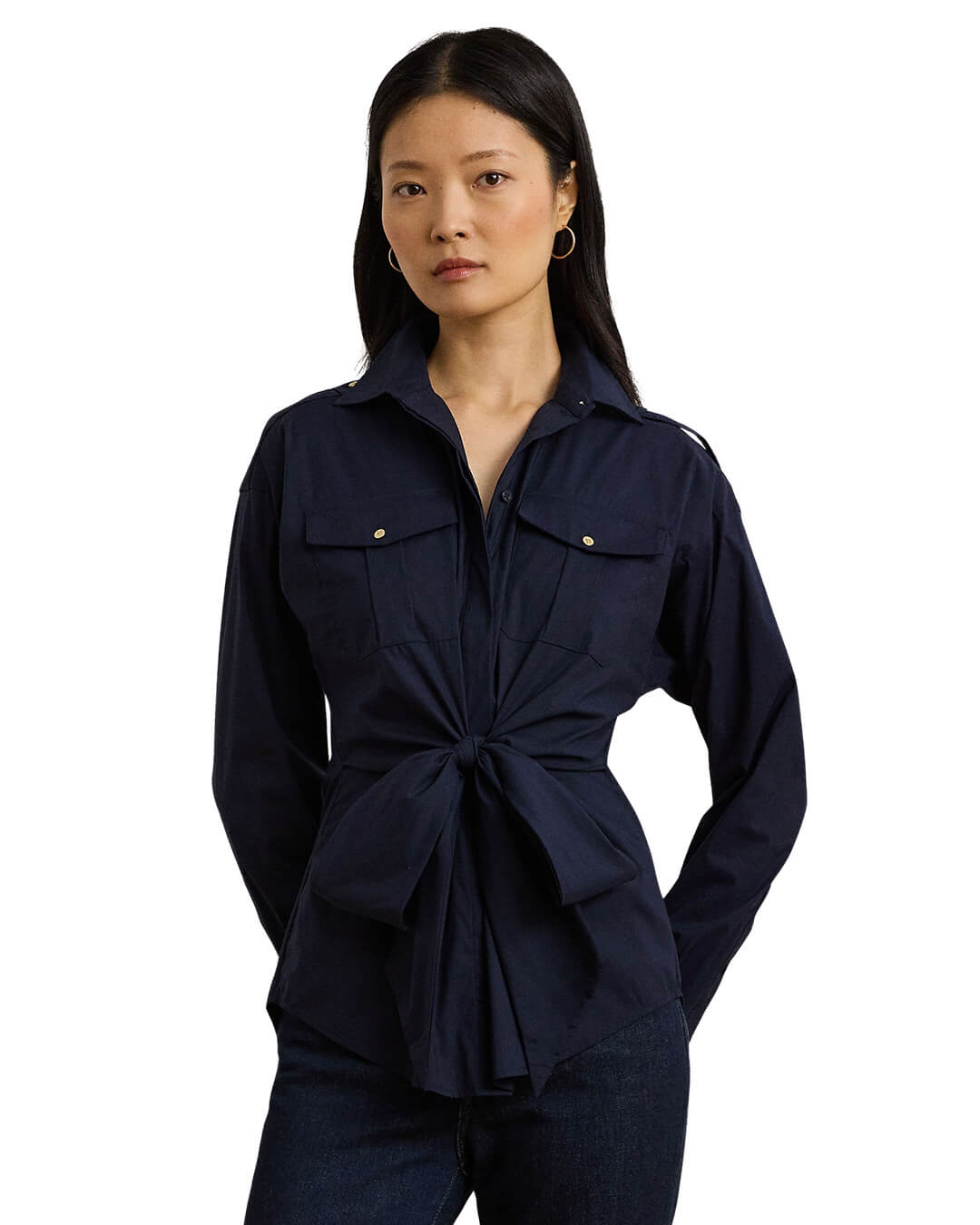 Lauren by Ralph Lauren Shirts Lauren by Ralph Lauren Navy Gionina Button Front Shirt