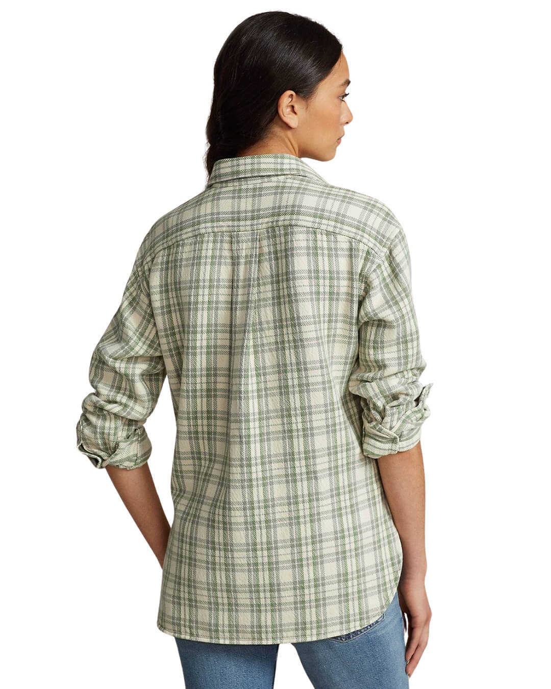 Lauren By Ralph Lauren Shirts Lauren By Ralph Lauren Plaid Green Relaxed Fit Plaid Cotton Shirt