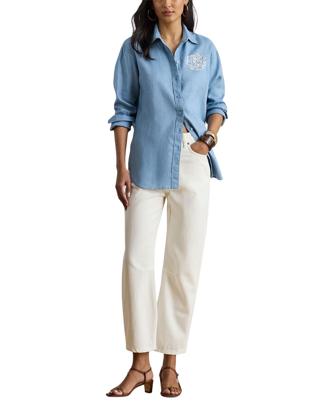 Lauren By Ralph Lauren Shirts Lauren By Ralph Lauren Woven Sport Linen Shirt Blue Shirt