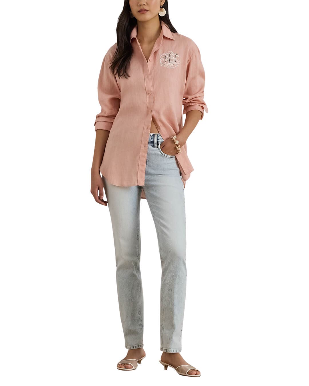 Lauren By Ralph Lauren Shirts Lauren By Ralph Lauren Woven Sport Linen Shirt Pink Shirt