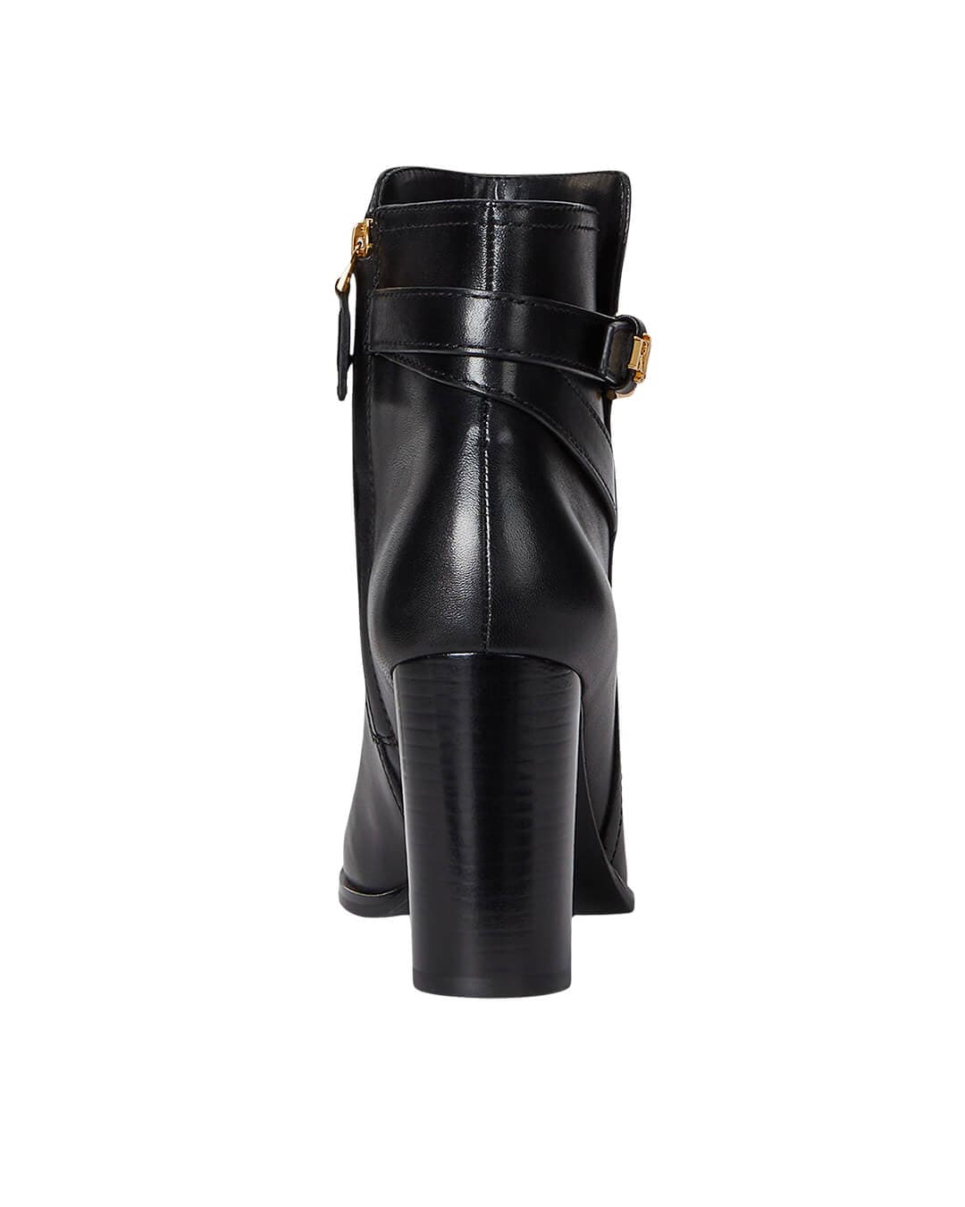 Lauren By Ralph Lauren Shoes BROOKE II BURNISHED LEATHER BOOTIE HEEL BLACK