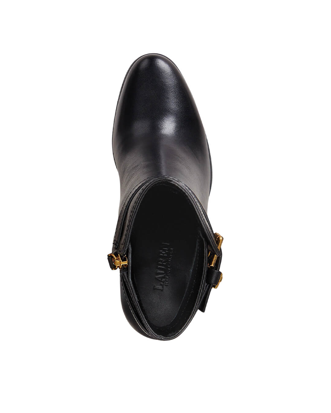 Lauren By Ralph Lauren Shoes BROOKE II BURNISHED LEATHER BOOTIE HEEL BLACK