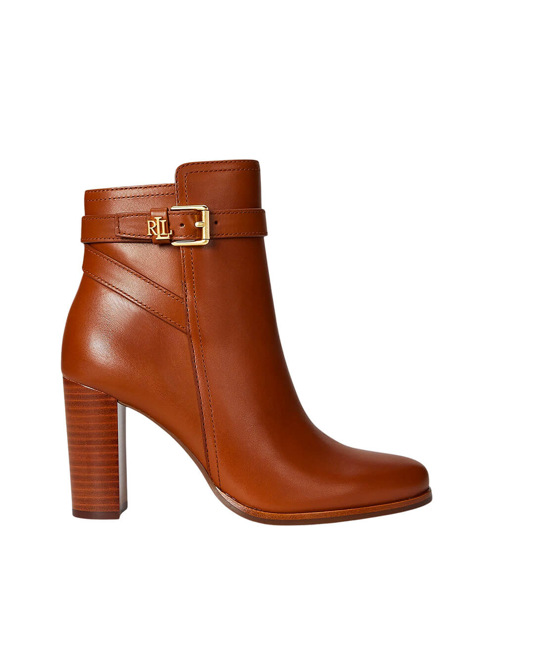 Lauren By Ralph Lauren Shoes BROOKE II CALFSKIN BOOTIE HEEL BROWN