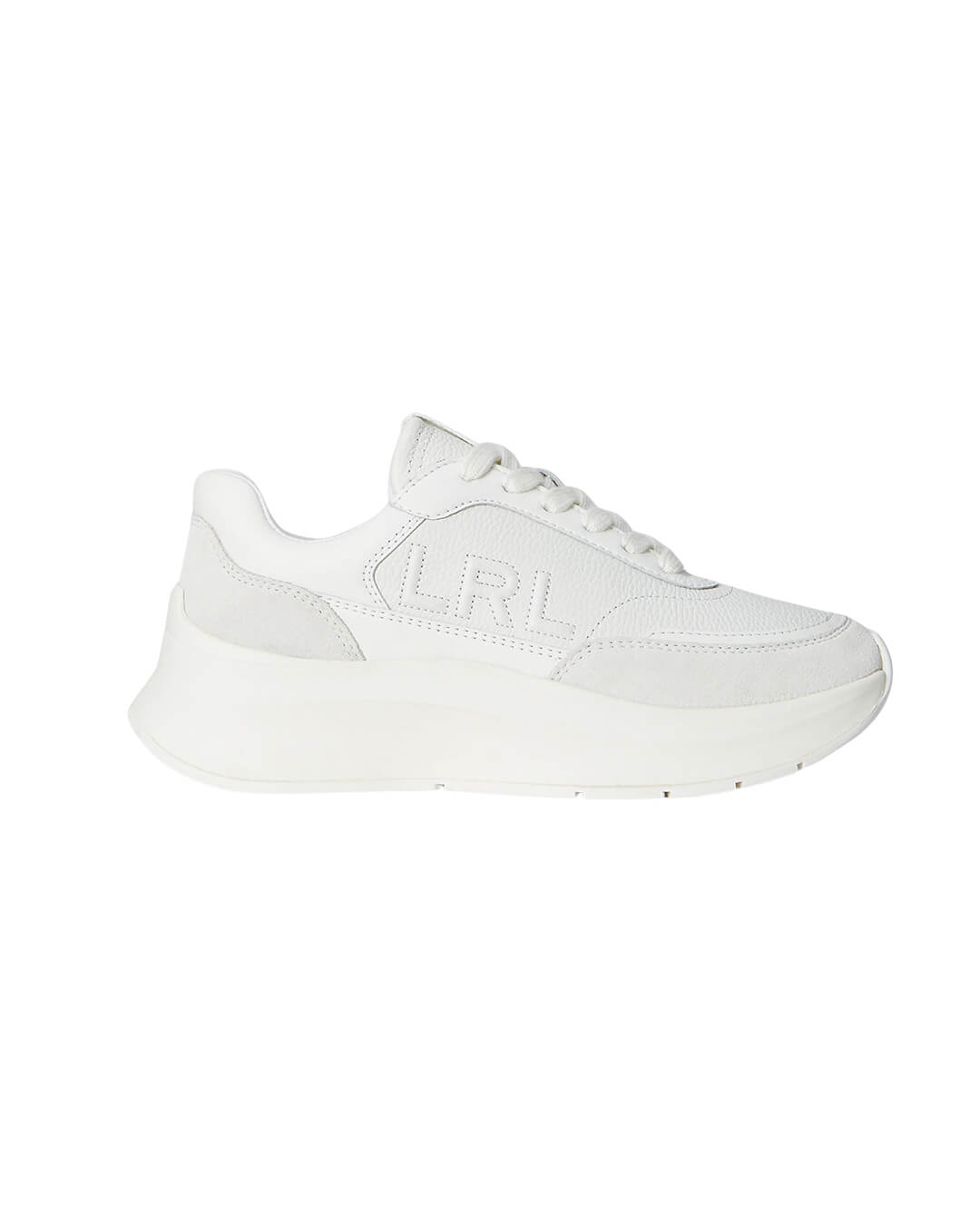 Lauren By Ralph Lauren Shoes FRANKY TUMBLED LEATHER & SUEDE SNEAKER WHITE
