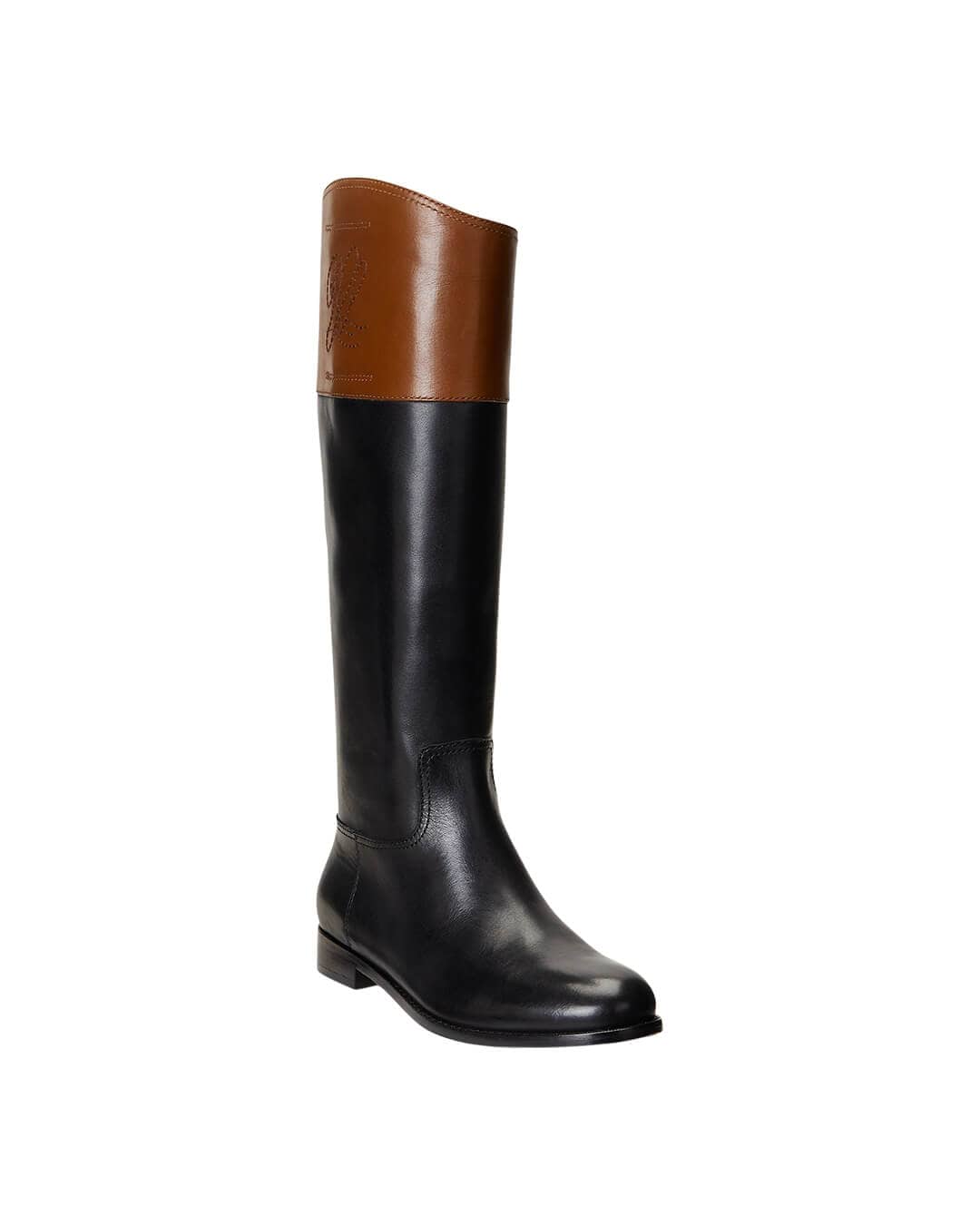 Lauren By Ralph Lauren Shoes JUSTINE-BOOTS-TALL BOOT BLACK/DEEP SADDLE TANAW23