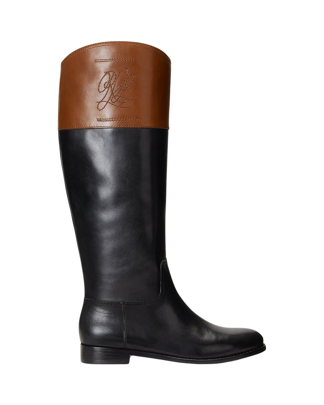 Lauren By Ralph Lauren Shoes JUSTINE-BOOTS-TALL BOOT BLACK/DEEP SADDLE TANAW23