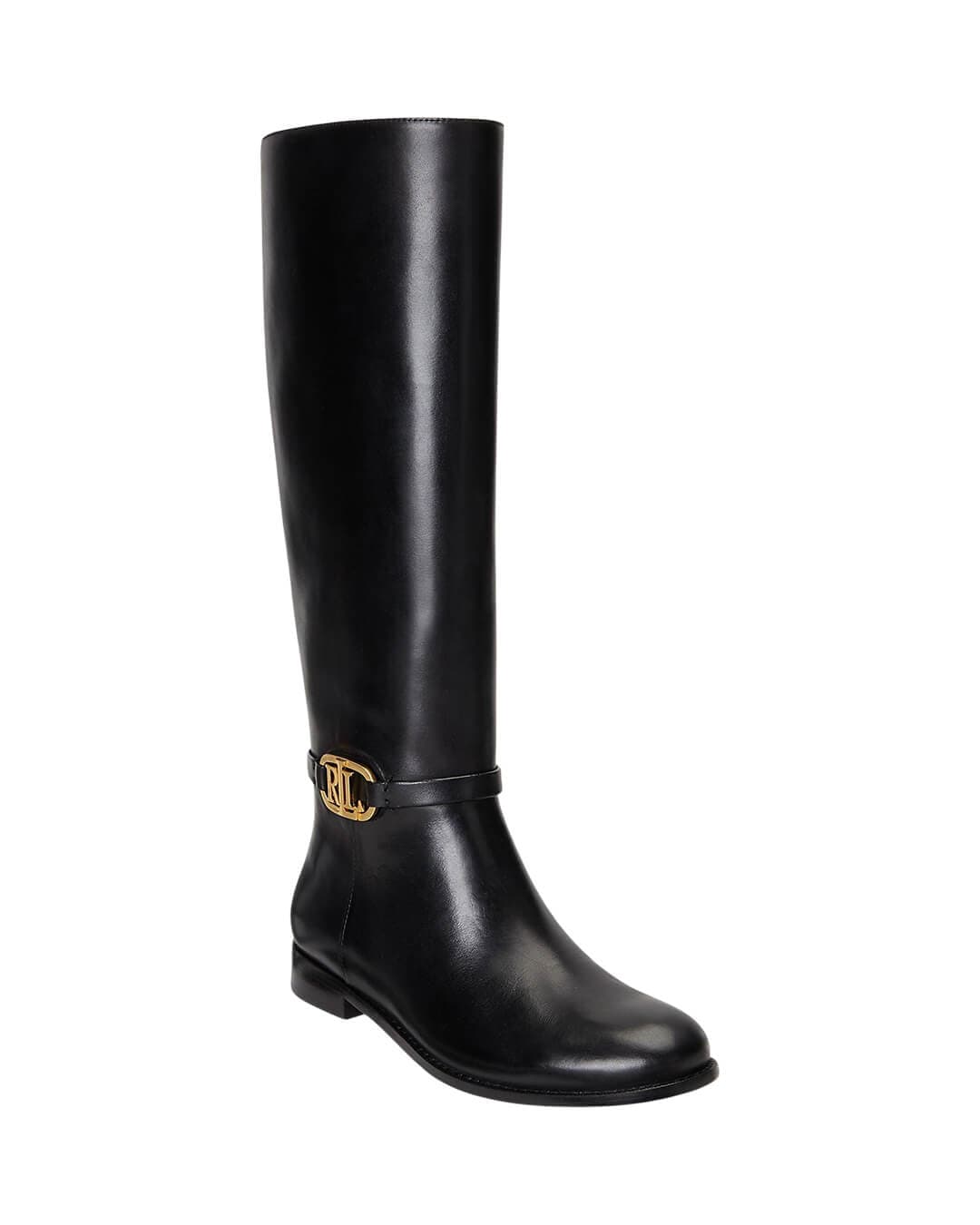 Lauren by Ralph Lauren Black Bridgette Burnished Leather Tall | Bortex ...